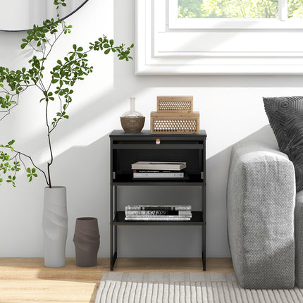Dreamade Black Nightstand, Modern End Table with Flip up Door