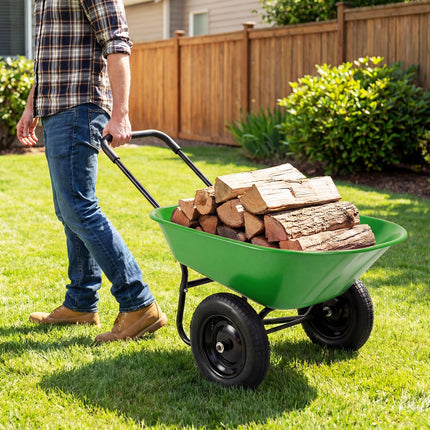 Dreamade Dual-Wheel Garden Cart for Outdoor Yard Lawn Gardening Construction Use