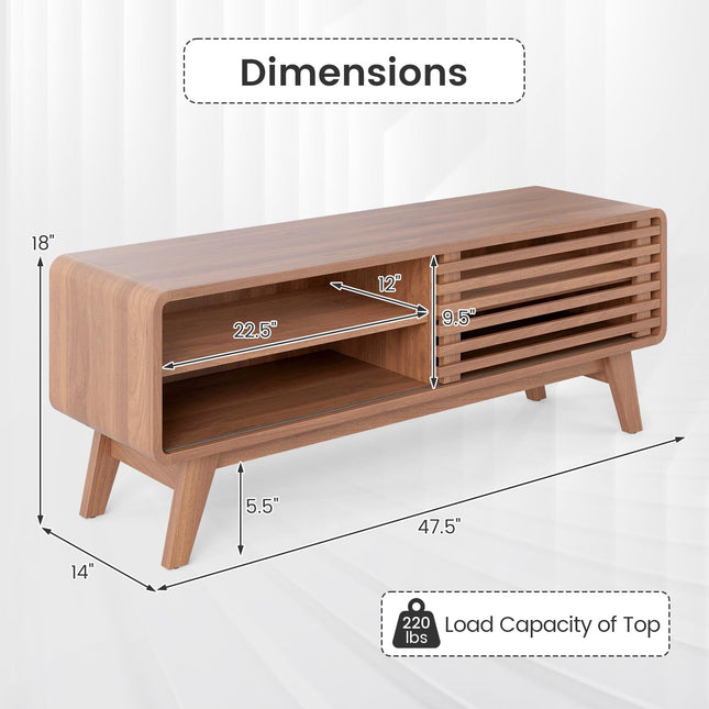 Dreamade TV Stand for TVs up to 55" with Sliding Door and Adjustable Shelves for Living Room