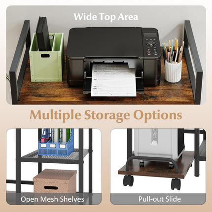 Dreamade 3-Tier Printer Stand with Charging Station