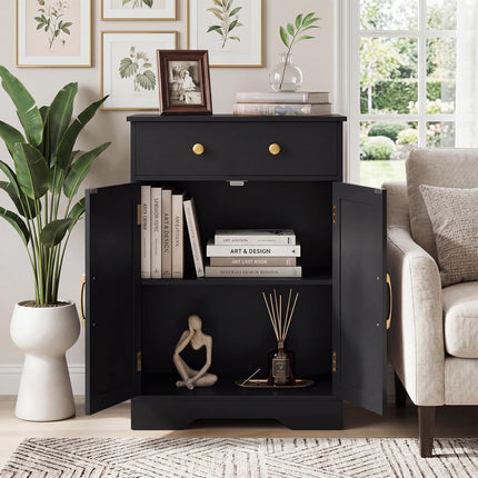 Floor Storage Cabinet with Doors Modern Buffet Sideboard with Drawer and Adjustable Shelf
