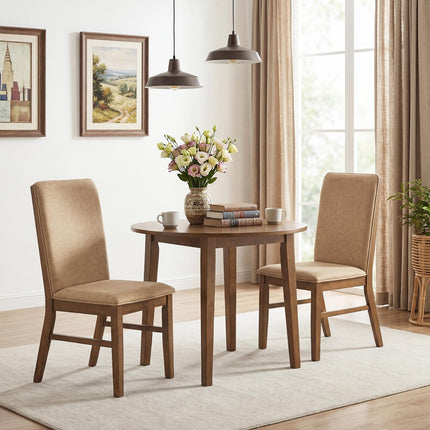 Dreamade Upholstered Dining Chairs | High Back Padded Fabric Kitchen Chairs with Solid Rubber Wood Legs