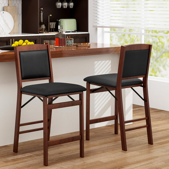 Dreamade Folding Counter Height Bar Stools Set of 2/4, 24.5" Farmhouse Barstools w/Padded Back & Seat