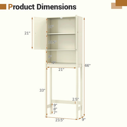 Dreamade Over The Toilet Storage Cabinet with Fluted Doors