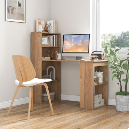 Dreamade 48 Inch Computer Desk with Bookshelf, 3-in-1 Home Office Desk with 4-Tier Bookcase & CPU Stand
