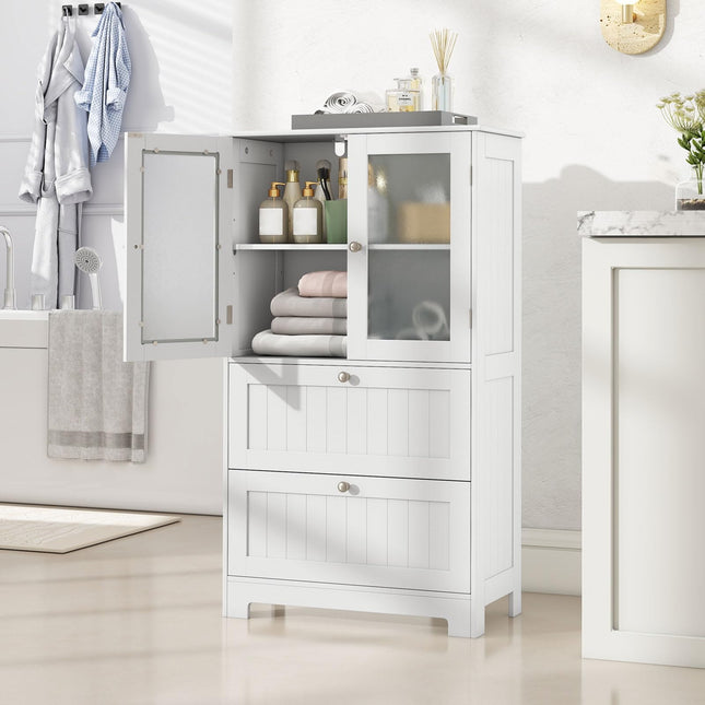Dreamade Bathroom Tall Pantry Cabinet Storage Cabinet with 2 Large Drawers