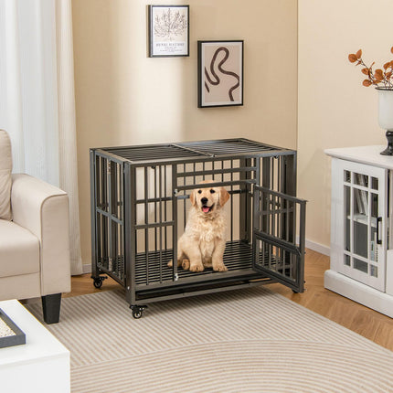 Dreamade Foldable Metal Dog Crate - Heavy Duty Dog Cage