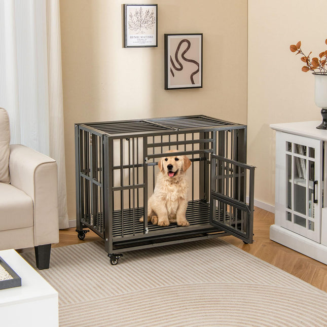 Dreamade Foldable Metal Dog Crate - Heavy Duty Dog Cage