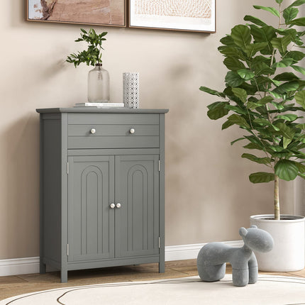 Dreamade Bathroom Storage Cabinet with Drawer - Floor Cabinet with Doors, Adjustable Shelf