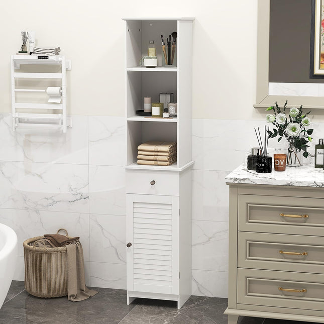Dreamade Narrow Floor Storage Cabinet with Adjustable Shelves