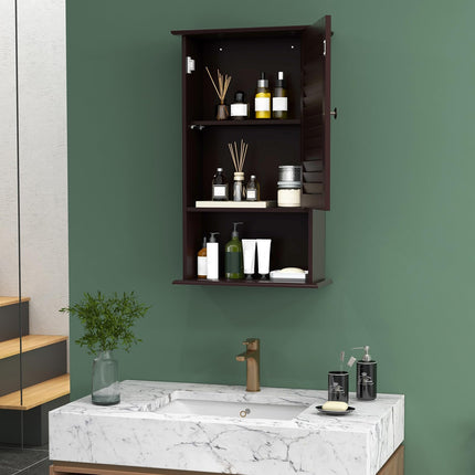 Dreamade Bathroom Wall Mount Cabinet - Over The Toilet Storage Organizer with Single Door and Adjustable Shel