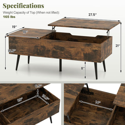 Dreamade Lift Top Coffee Table for Living Room