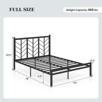 Dreamade Queen/Full/Twin Size Bed Frames with Vintage Headboard, Metal Mattress Foundation for Storage