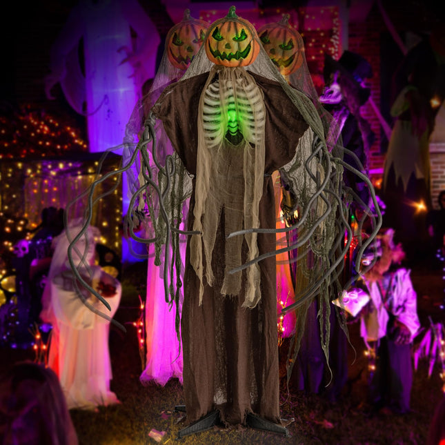 DREAMADE 5.7 FT Halloween Standing Animatronics Pumpkin Man with Green Ribs