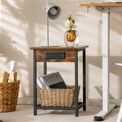 Dreamade Nightstand Set of 2 with Charging Station