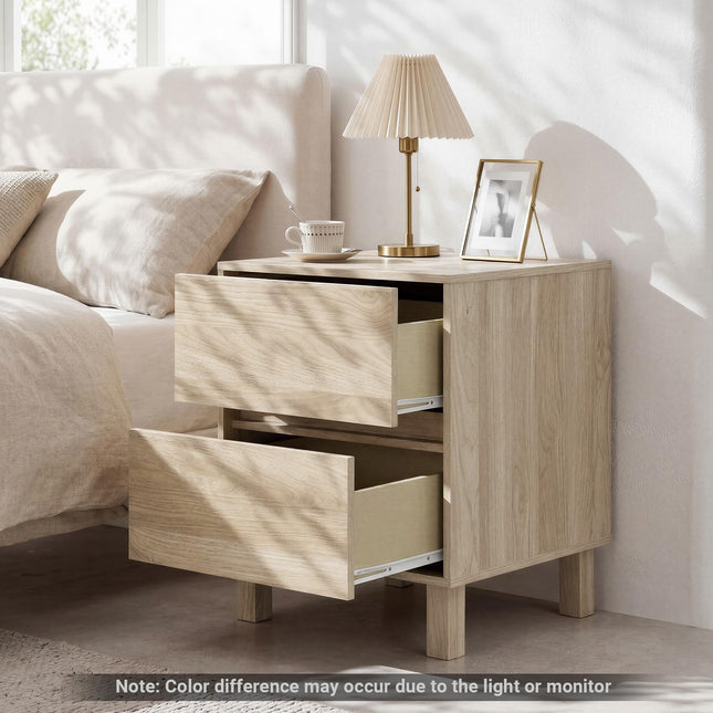 Dreamade Modern Wood Night Stand w/2 Storage Drawers (1/2)