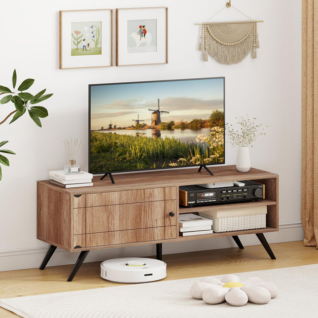 Dreamade Mid-Century Modern Entertainment Center with Storage Cabinet