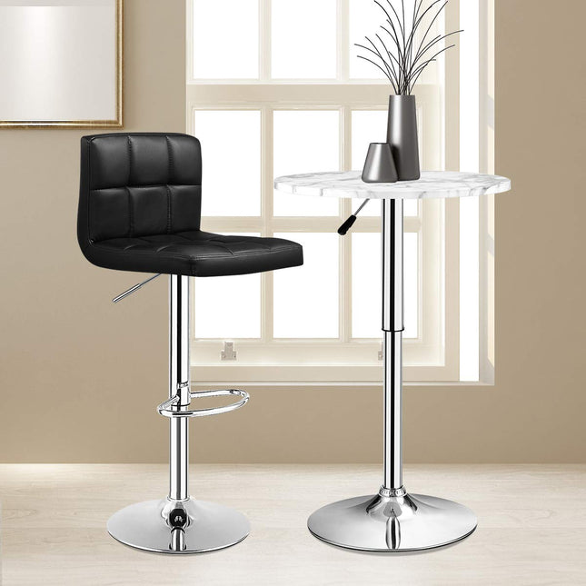 Dreamade Bar Stool, Modern Swivel Adjustable Armless Barstools, Square Counter Height PU Leather Bar Stools
