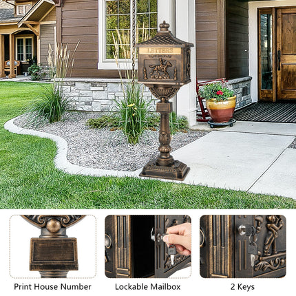 Cast Aluminum Mailbox with Post - Dreamade