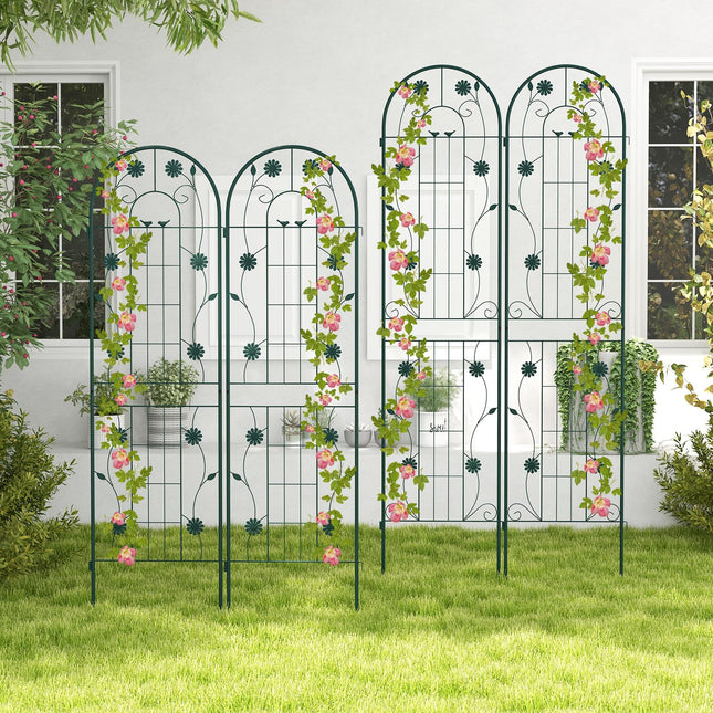 Dreamade Garden Trellis, Tall Galvanized Steel Trellis for Climbing Plants