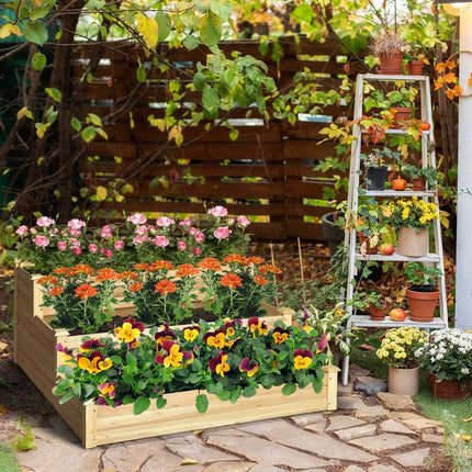 Dreamade 3 Tier Raised Garden Bed, Wood Planter Box 48 x 48 x 22 Inch Vegetable Flower Herb Fruit Growing Bed Kit