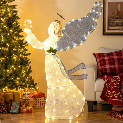 Dreamade 5 Ft Lighted Christmas Angel with Star Halo Spreading Wings