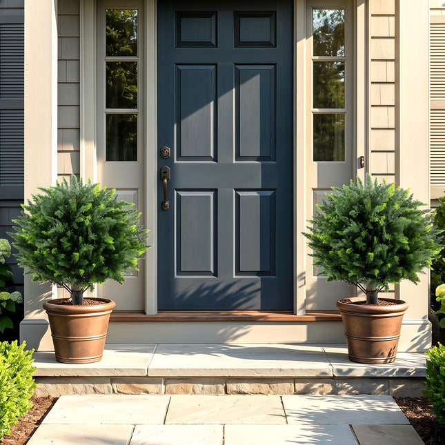 Dreamade 27.5" Artificial Cypress Topiary Trees Set of 2 for Front Porch Patio Home Decoration