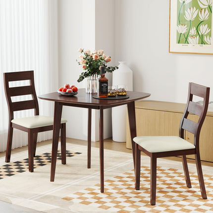 Dreamade Wooden Square Kitchen Table and 2 Chairs with Padded Seat