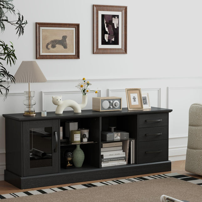 Dreamade TV Stand for TVs up to 73”, Entertainment Center w/Cable Management Holes, Drawers