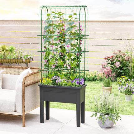 Dreamade Raised Garden Bed with Legs and Trellis for Climbing Plants