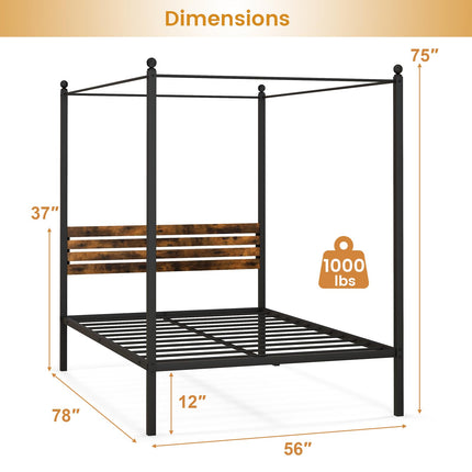 Dreamade Queen/Full/Twin Size Metal Canopy Bed Frame
