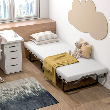 Dreamade Folding Bed with 4 Inch Mattress for Adults, Cot Size Rollaway Bed for Guest, 75"x 31"