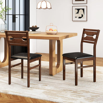 Dreamade Wooden Dining Chairs Set of 2/4 PU Leather Upholstered Kitchen Armless Chair