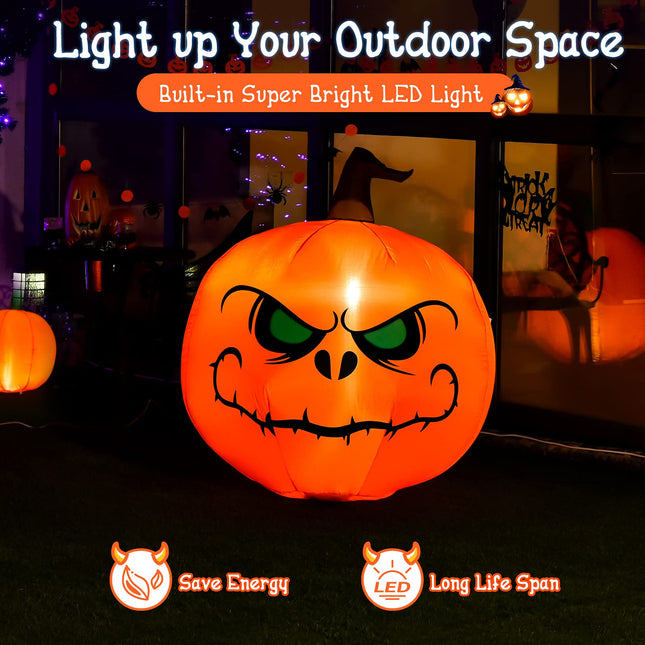 DREAMADE 4 FT Halloween Inflatable Pumpkin Jack-o-Lantern with LED Lights