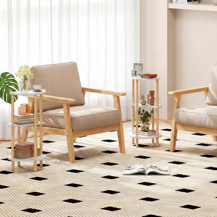 Dreamade 3-Tier Bamboo Round Side Table Set of 2