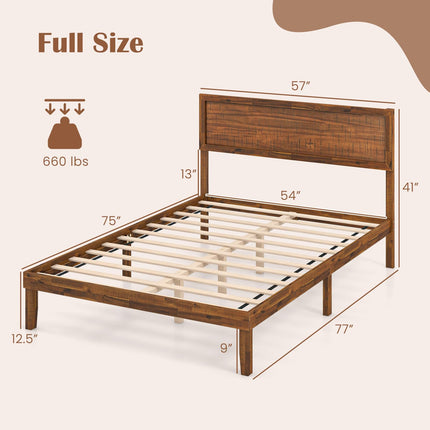 Dreamade Wood Bed Frames with Headboard, Mid Century Modern Platform Bed