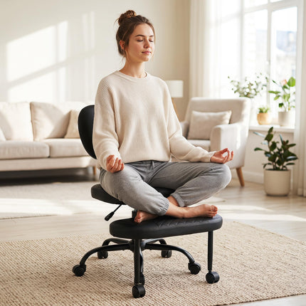 Dreamade Ergonomic Criss Cross Meditation Office Chair with Wheels