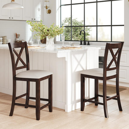Dreamade Farmhouse Counter Height Bar Stools with Footrest (2/4)