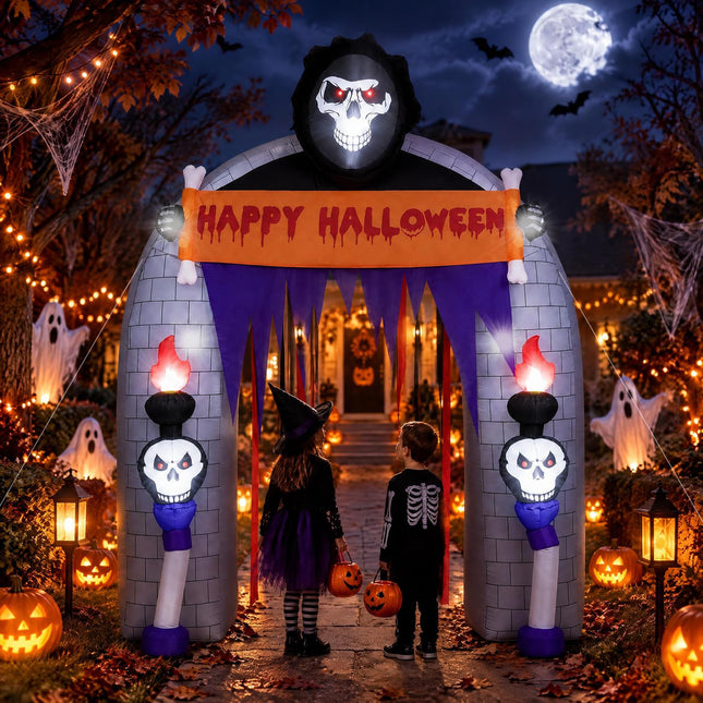 DREAMADE 8.5Ft Halloween Inflatable Archway Grim Reaper Blow Up Arch