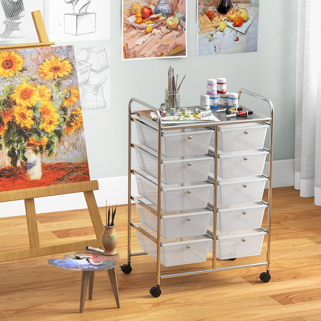 Dreamade 10 Drawers Rolling Cart, Classroom Organizers