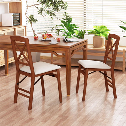 Dreamade Folding Dining Chairs Set of 2/4, Modern Kitchen Chairs w/Padded Seat & Cross Backrest