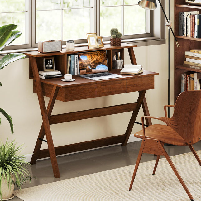 Dreamade Mid Century Modern Desk with 3 Drawers