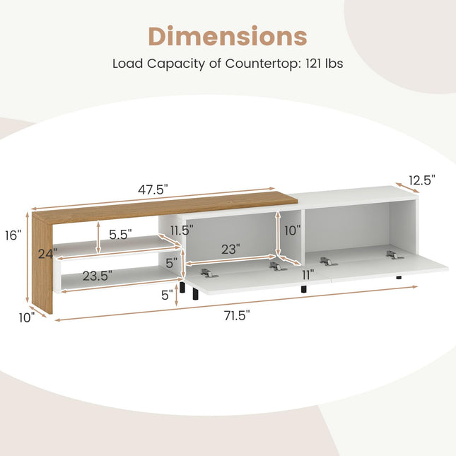 Dreamade Modern TV Stand for 80 Inches TVs with Storage Shelves and Cabinets