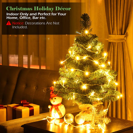 DREAMADE 3 FT Entryway Artificial Christmas Tree with 96 Branch Tips, Stable Cement Base