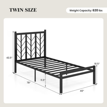 Dreamade Queen/Full/Twin Size Bed Frames with Vintage Headboard, Metal Mattress Foundation for Storage