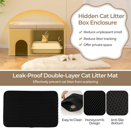 Dreamade Cat Litter Box Enclosure - Hidden Cat Litter Box Furniture Ottoman