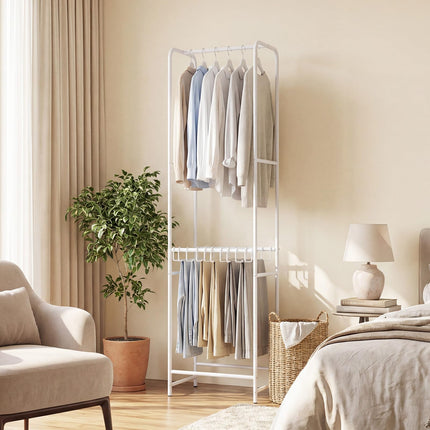 Dreamade Heavy-Duty White Garment Rack with 6 Hanging Rods & 10 Pants Hangers