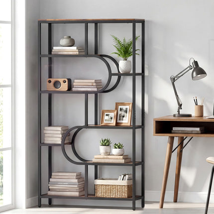 Dreamade 69" Tall Etagere Bookcase w/Open Storage Shelves for Living Room