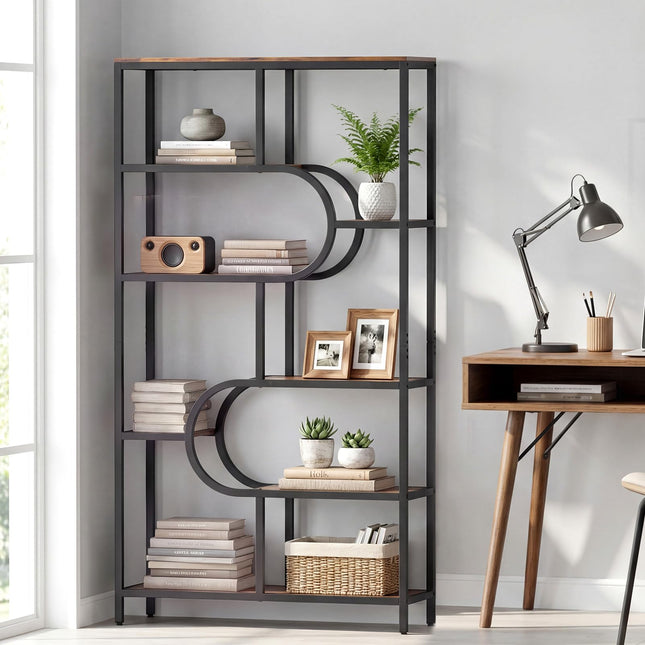 Dreamade 69" Tall Etagere Bookcase w/Open Storage Shelves for Living Room