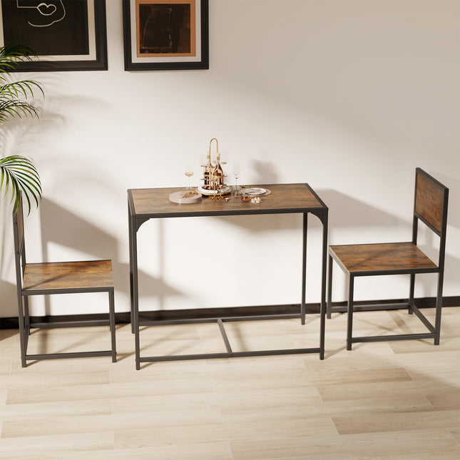 Dreamade 3-Piece Dining Table Set for 2 Small Industrial Kitchen Table with 2 Chairs
